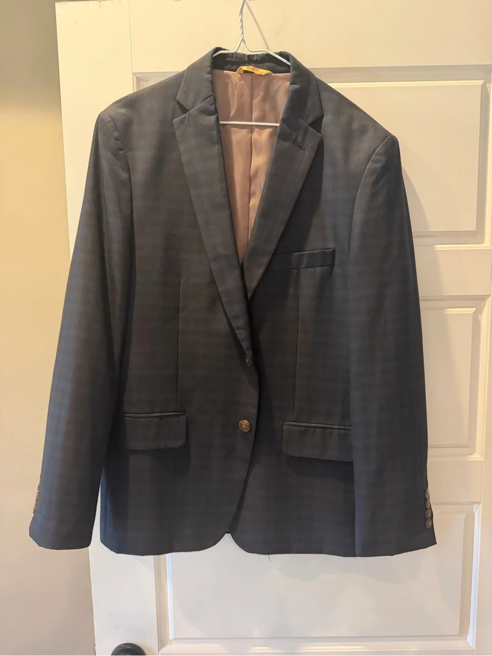 Men's Classic Navy Plaid Blazer - Unbranded